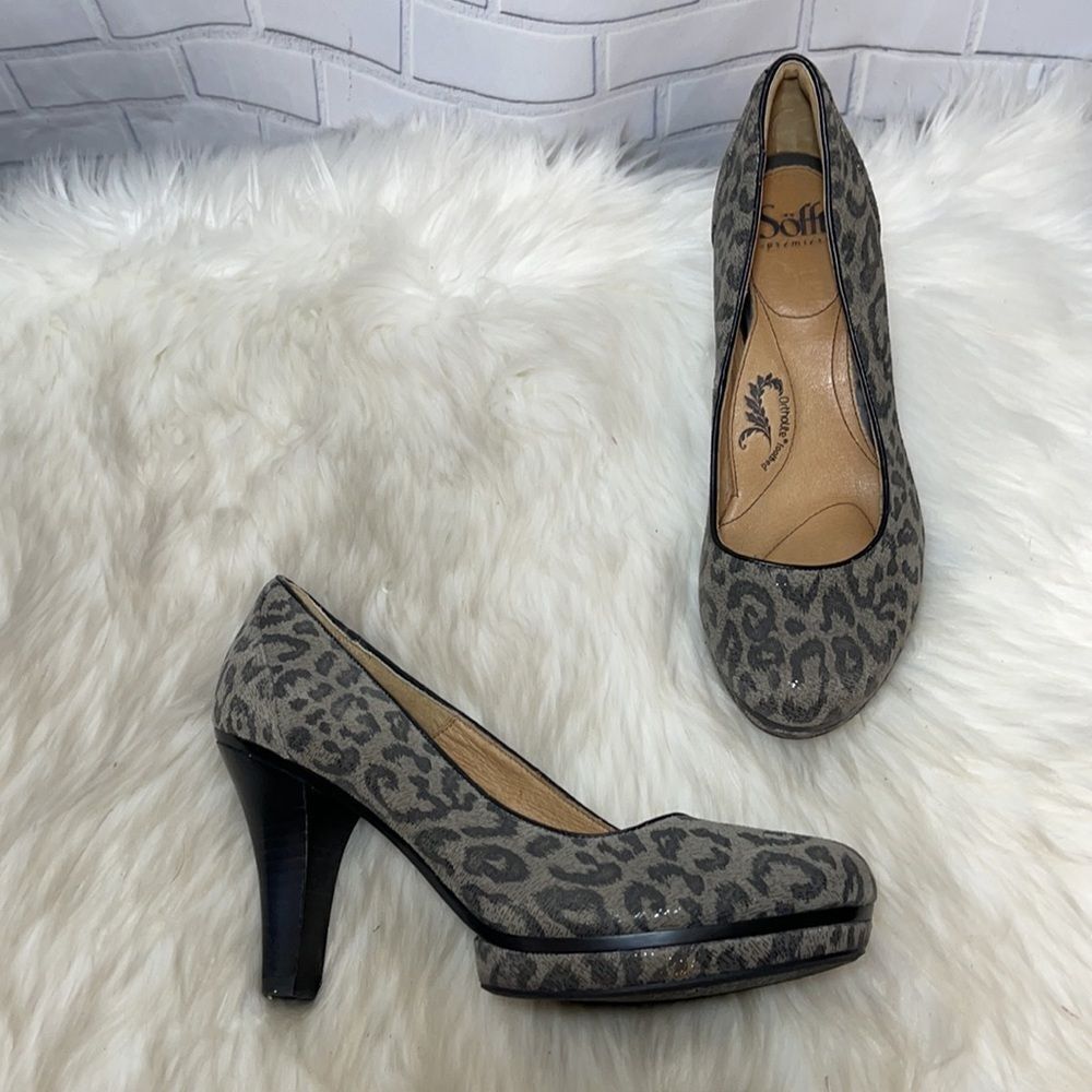 Sofft Ortholite‎ Grey Cheetah Print Heels S…